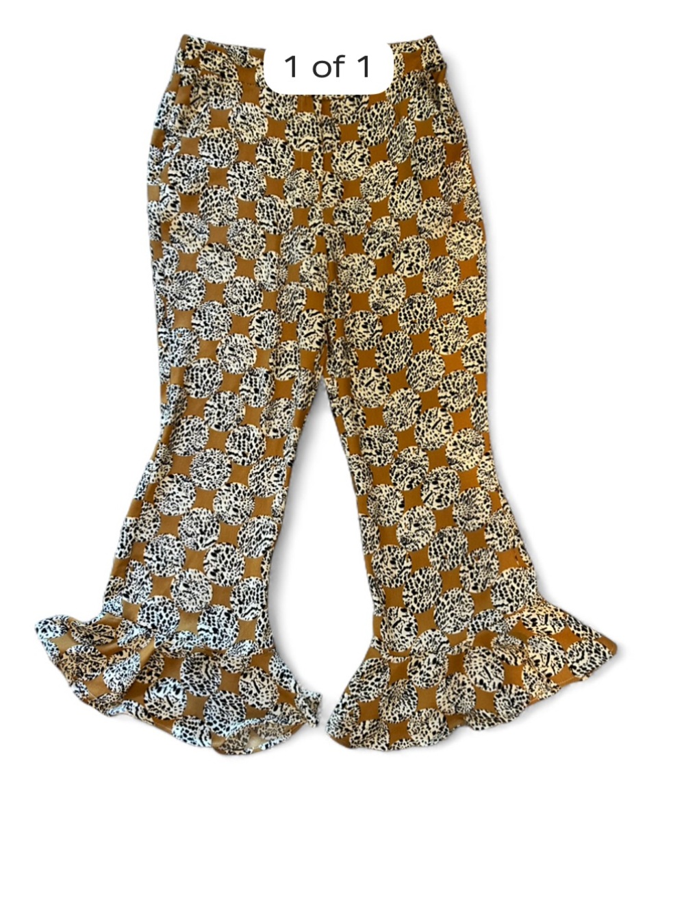 Topshop Animal Print High Waisted 28” Crop Flare Pants